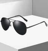 FUQIAN Classic Polarized Aviator Glasses - Metal Aviator Sunglasses UV400 Driving Glasses Black Gray