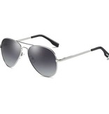 FUQIAN Gafas de aviador polarizadas clásicas - Gafas de sol de aviador de metal Gafas de conducción UV400 Negro Gris