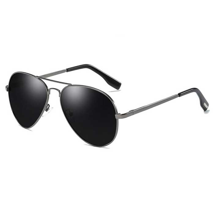 Gafas de aviador polarizadas clásicas - Gafas de sol de aviador de metal Gafas de conducción UV400 Negro Gris