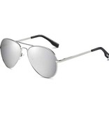 FUQIAN Klassische polarisierte Fliegerbrille - Metall-Fliegerbrille UV400-Fahrerbrille Schwarz Grau