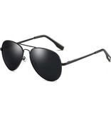 FUQIAN Klassische polarisierte Fliegerbrille - Metall-Fliegerbrille UV400-Fahrerbrille Grau