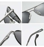 FUQIAN Gafas de aviador polarizadas clásicas - Gafas de sol de aviador de metal Gafas de conducción UV400 Gris plateado