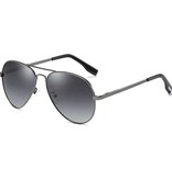 FUQIAN Classic Polarized Aviator Glasses - Metal Aviator Sunglasses UV400 Driving Glasses Silver Gray