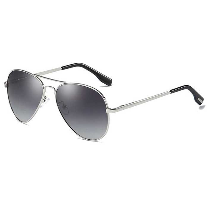 Classic Polarized Aviator Glasses - Metal Aviator Sunglasses UV400 Driving Glasses Silver Gray