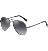 FUQIAN Klasyczne spolaryzowane okulary aviator - metalowe okulary aviator UV400 okulary do jazdy srebrne