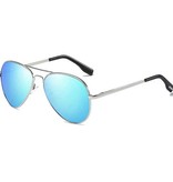 FUQIAN Klasyczne spolaryzowane okulary aviator - metalowe okulary aviator UV400 okulary do jazdy srebrne