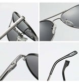 FUQIAN Gafas de aviador polarizadas clásicas - Gafas de sol de aviador de metal Gafas de conducción UV400 Azul