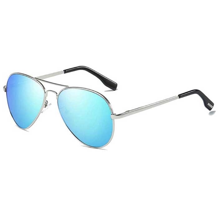 Classic Polarized Aviator Glasses - Metal Aviator Sunglasses UV400 Driving Glasses Blue