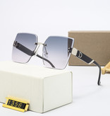 KARENHEATHER Übergroße randlose Sonnenbrille für Damen – Designer Square Glasses UV400 Shades Black