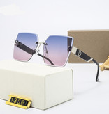 KARENHEATHER Oversized Rimless Sunglasses for Women - Designer Square Glasses UV400 Shades Black