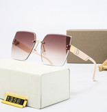 KARENHEATHER Übergroße randlose Sonnenbrille für Damen – Designer Square Glasses UV400 Shades Green