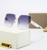 KARENHEATHER Gafas de sol sin montura de gran tamaño para mujer - Gafas cuadradas de diseñador UV400 tonos púrpura