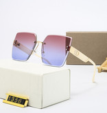 KARENHEATHER Oversized Rimless Sunglasses for Women - Designer Square Glasses UV400 Shades Blue Pink