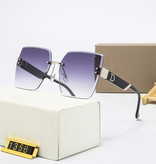 KARENHEATHER Ponadgabarytowe okulary przeciwsłoneczne bez oprawek dla kobiet - Designerskie kwadratowe okulary UV400 Shades White Purple