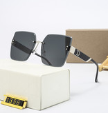 KARENHEATHER Übergroße randlose Sonnenbrille für Damen – quadratische Designerbrille UV400 Shades White Purple