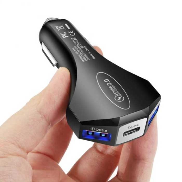 Chargeur de voiture Turbo avec 3 ports - Chargeur de voiture Quick Charge 3.0 Noir