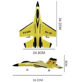 FX FX-620 RC Fighter Jet Glider avec télécommande - Modèle d'avion jouet contrôlable Jaune