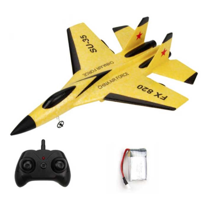 FX-620 RC Fighter Jet Glider avec télécommande - Modèle d'avion jouet contrôlable Jaune