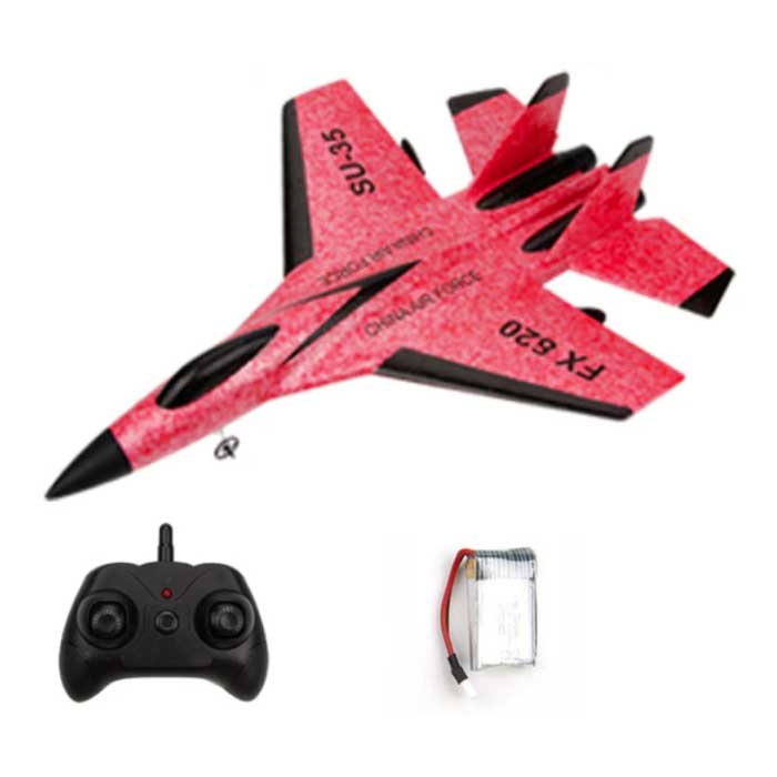 FX-620 RC Fighter Jet Glider with Remote Control - Controllable Toy Model Airplane Red