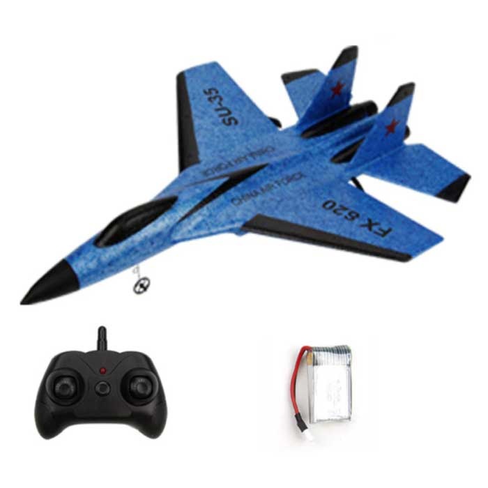 FX-620 RC Fighter Jet Glider with Remote Control - Controllable Toy Model Airplane Blue