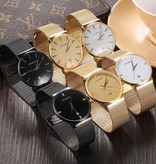 CAGARNY Luxe Kristallen Kwarts Horloge voor Heren - Waterdicht Polshorloge Roestvrij Staal Wit Minimal