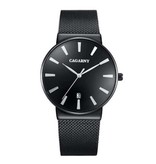 CAGARNY Luxury Crystal Quartz Watch for Men - Waterproof Wristwatch Stainless Steel Black Minimal