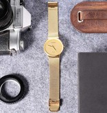 CAGARNY Luxury Crystal Quartz Watch for Men - Waterproof Wristwatch Stainless Steel Gold Minimal