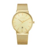 CAGARNY Luxury Crystal Quartz Watch for Men - Waterproof Wristwatch Stainless Steel Gold Minimal