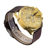 CAGARNY Reloj Militar Vintage para Hombre - Reloj de Pulsera de Cuarzo con Correa de Cuero Dorado