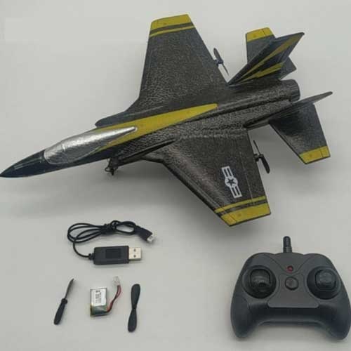 Aliante per jet da combattimento FX-635 RC con telecomando - Aeroplano giocattolo controllabile nero
