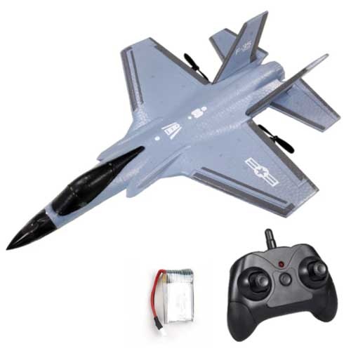 FX-635 Aliante per jet da combattimento RC con telecomando - Aeroplano giocattolo controllabile grigio