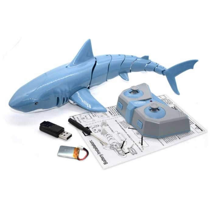 Lenkbarer Hai mit Fernbedienung - RC Spielzeugroboter Fisch Blau