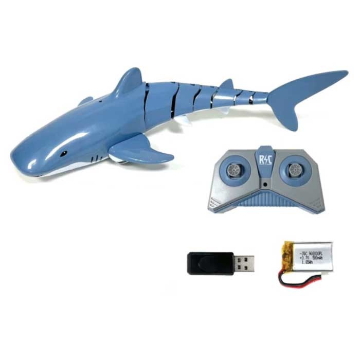 Kontrolowany rekin wielorybi z pilotem - RC Toy Robot Fish Blue