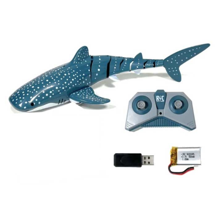 Kontrolowany rekin wielorybi z pilotem - RC Toy Robot Fish Blue