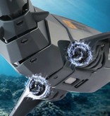 DZQ Squalo meccanico orientabile con telecomando - Pesce robot giocattolo RC nero