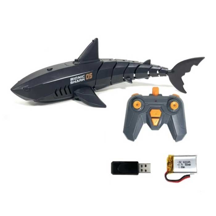 Lenkbarer mechanischer Hai mit Fernbedienung - RC Toy Robot Fish Black