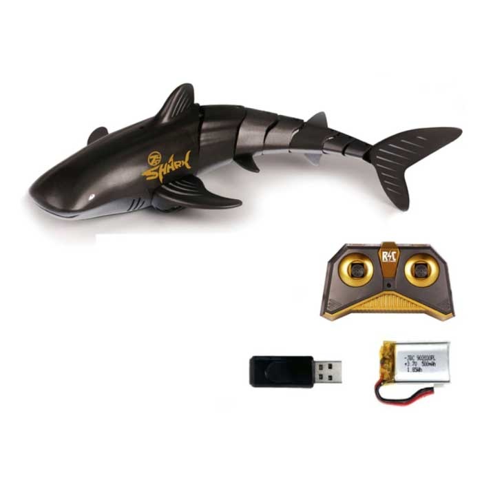DZQ Kontrolowany rekin wielorybi z pilotem - RC Toy Robot Fish Black