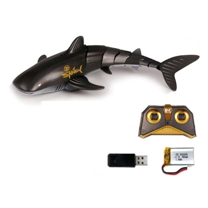 Kontrolowany rekin wielorybi z pilotem - RC Toy Robot Fish Black