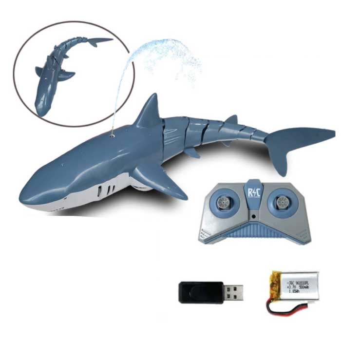 Steerable Shark with Remote Control - RC Toy Robot Fish Blue