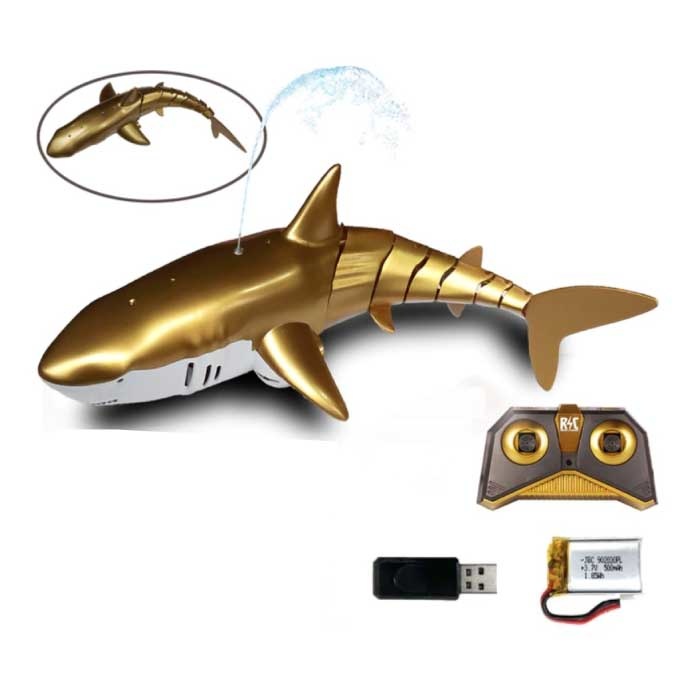 Kontrolowany rekin z pilotem - RC Toy Robot Fish Gold