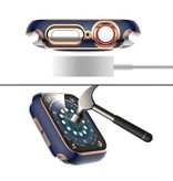 Stuff Certified® Boîtier plaqué pour iWatch Series 45 mm - Housse de protection rigide pour pare-chocs Or Bleu