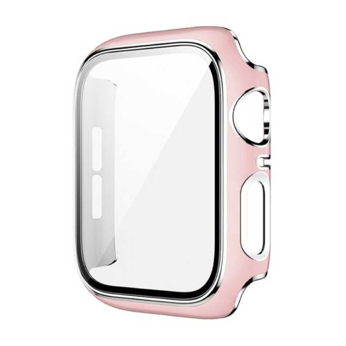 Coque plaquée pour iWatch Series 45 mm - Housse rigide pour pare-chocs Argent Rose