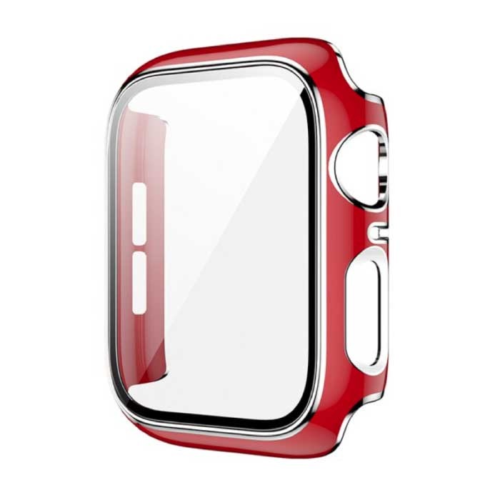 Platerowane etui do iWatch Series 38 mm - etui z twardym zderzakiem, srebrno-czerwone