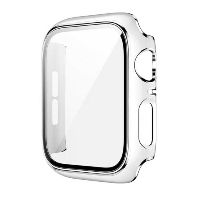 Plated Case for iWatch Series 44mm - Hard Bumper Case Cover Silver White