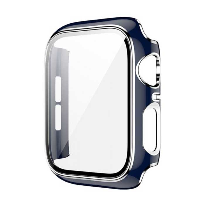 Boîtier plaqué pour iWatch Series 38 mm - Housse rigide pour pare-chocs Argent Bleu