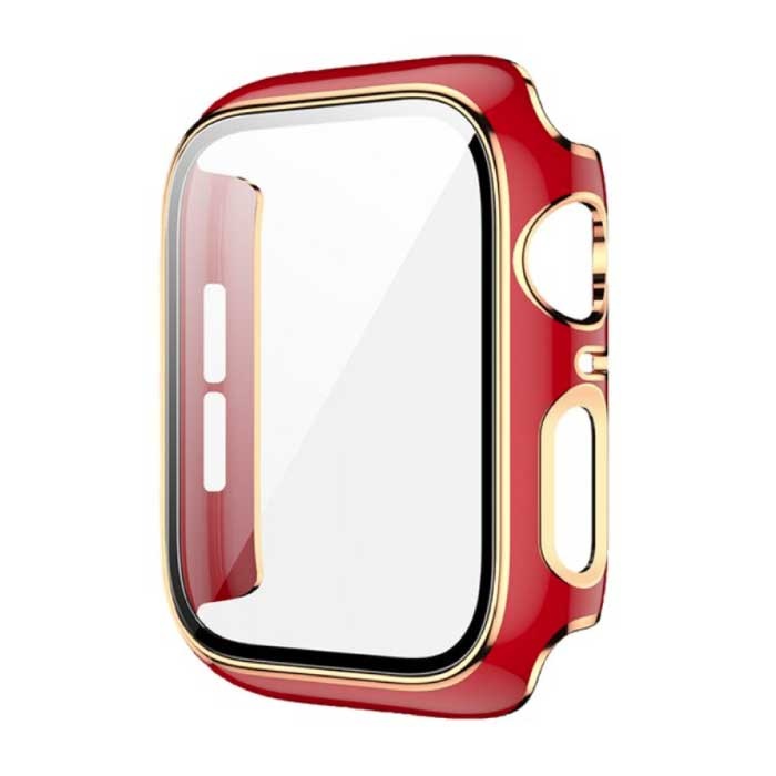 Custodia placcata per iWatch Series 42mm - Cover rigida per paraurti Gold Red