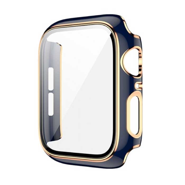 Estuche chapado para iWatch Series 40 mm - Estuche rígido tipo parachoques, dorado y azul