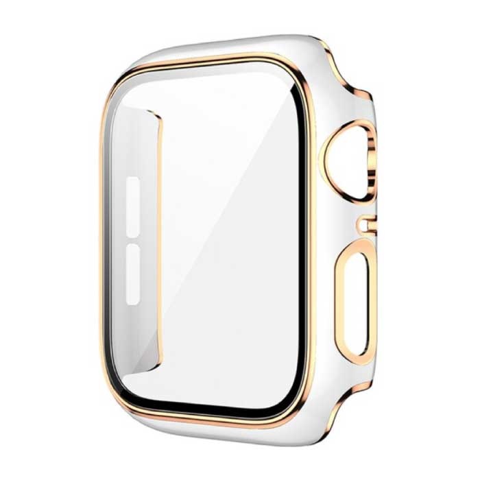 Boîtier plaqué pour iWatch Series 45 mm - Housse rigide pour pare-chocs Or Blanc