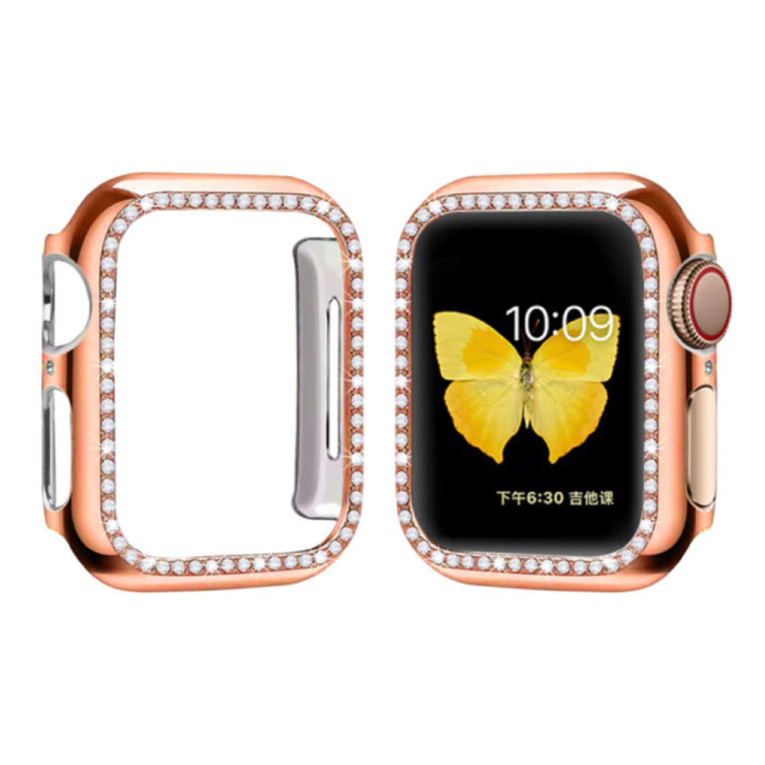 Diamond Case for iWatch Series 45mm - Hard Bumper Case Cover Rose Gold