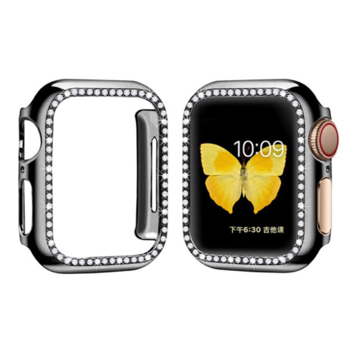 Diamond Case for iWatch Series 45mm - Hard Bumper Case Cover Black